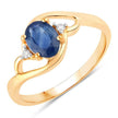 0.98 Carat Genuine Blue Sapphire and White Diamond 10K Yellow Gold Ring - Rings - Custom Crafting Alliance, LLC