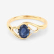0.98 Carat Genuine Blue Sapphire and White Diamond 10K Yellow Gold Ring - Rings - Custom Crafting Alliance, LLC