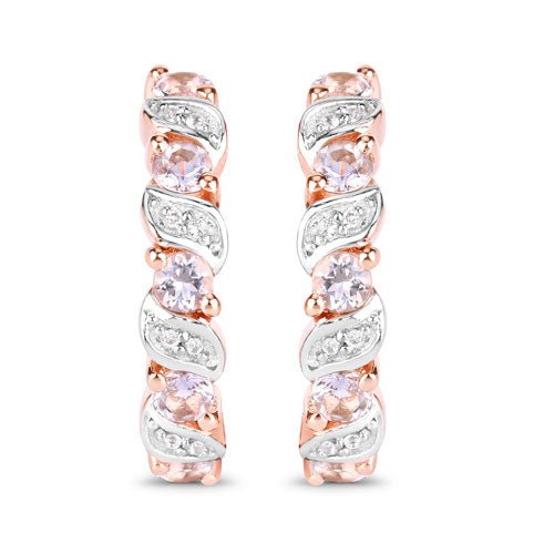 0.98 Carat Genuine Morganite and White Topaz .925 Sterling Silver Earrings - Earrings - Custom Crafting Alliance, LLC
