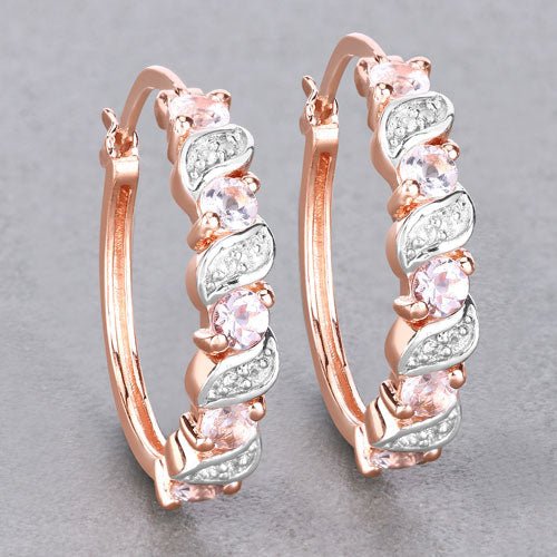 0.98 Carat Genuine Morganite and White Topaz .925 Sterling Silver Earrings - Earrings - Custom Crafting Alliance, LLC