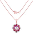 14K Rose Gold Plated 2.30 Carat Genuine Morganite, Rhodolite and Amethyst .925 Sterling Silver Pendant