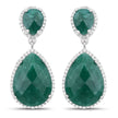 19.42 Carat Dyed Emerald and White Topaz .925 Sterling Silver Earrings