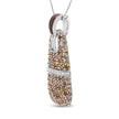 .925 Sterling Silver Brown Enamel 1 Cttw White and Brown Diamonds and  1.5mm Yellow and Orange Sapphire Gemstones Statement 18