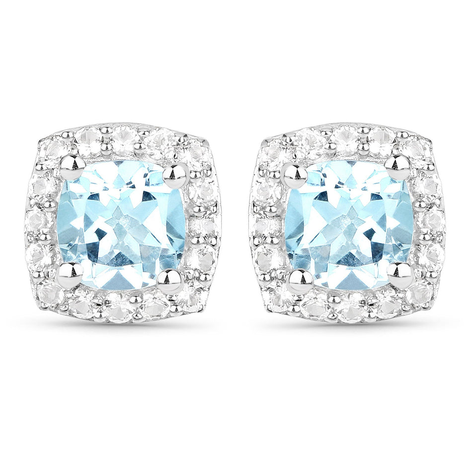 4.62 Carat Genuine Blue Topaz and White Topaz .925 Sterling Silver 3 Piece Jewelry Set (Ring, Earrings, and Pendant w/ Chain)