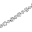 10K White Gold 4.0 cttw Brilliant Round-cut and Baguette Diamond Floral Cluster Link Bracelet (I-J Clarity, I1-I2 Color) - Size 7