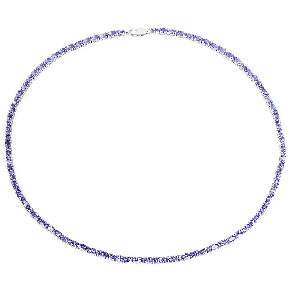 21.50 Carat Genuine Tanzanite .925 Sterling Silver Necklace