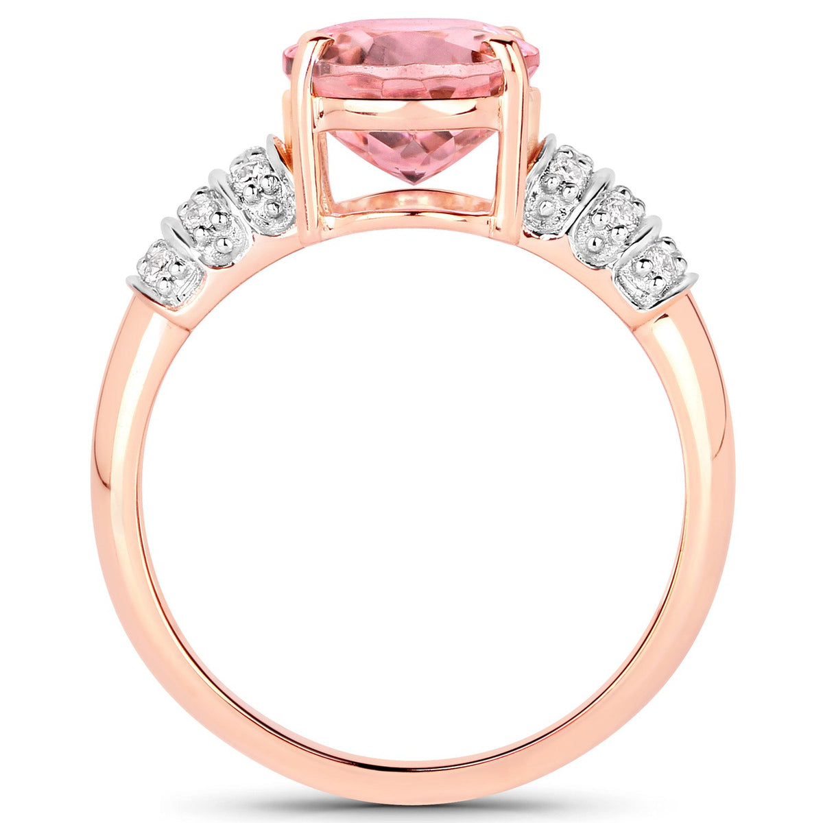 3.11 Carat Genuine Pink Tourmaline and White Diamond 14K Rose Gold Ring