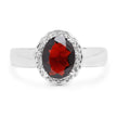 2.58 Carat Genuine  Garnet and White Topaz .925 Sterling Silver Ring