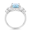 3.38 Carat Genuine Blue Topaz & White Topaz .925 Sterling Silver Ring