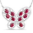 2.36 Carat Genuine Ruby and White Zircon .925 Sterling Silver Necklace