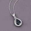 2.09 Carat Genuine Blue Sapphire and White Diamond 14K White Gold Pendant