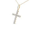 10K Yellow Gold 5/8 Cttw Miracle Set Round Diamond Circle Link Cross Men's Pendant Necklace