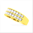 10K Yellow Gold Two-Row Diamond Band Ring (1 Cttw, J-K Color, I1-I2 Clarity) - Size 6