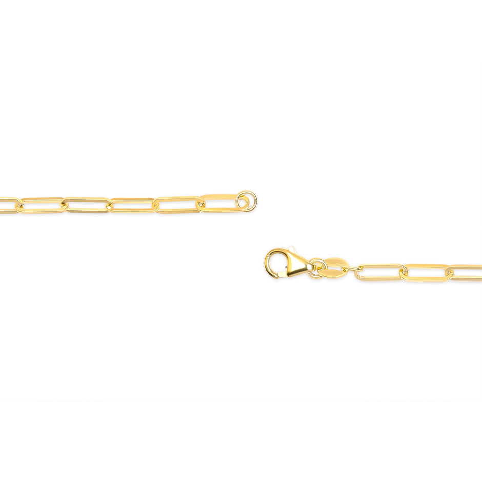 Solid 14K Yellow Gold 2.5mm Paperclip Chain Necklace Unisex 18