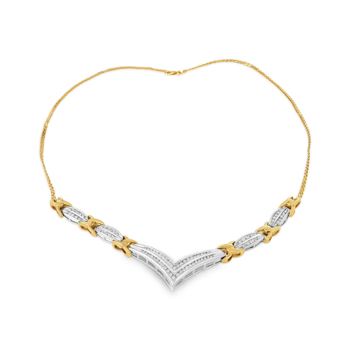 10K Yellow and White Gold 1.0 Cttw Round and Princess cut Diamond 