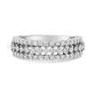 14K White Gold 1.0 Cttw Prong Set Round Diamond Split Shank Three Row Band Ring (H-I Color, I2-I3 Clarity) - Size 6