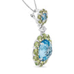 18k White Gold 0.05 Cttw Round Diamond and Blue Topaz and Green Peridot Gemstone Halo Drop 18