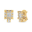 14K Yellow Gold 7/8 Cttw Princess and Baguette-Cut Diamond Square Framed Huggie Hoop Omega Earrings (H-I Color, SI1-SI2 Clarity)