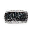 0.80 Carat Genuine Blue Diamond and White Diamond .925 Sterling Silver Ring