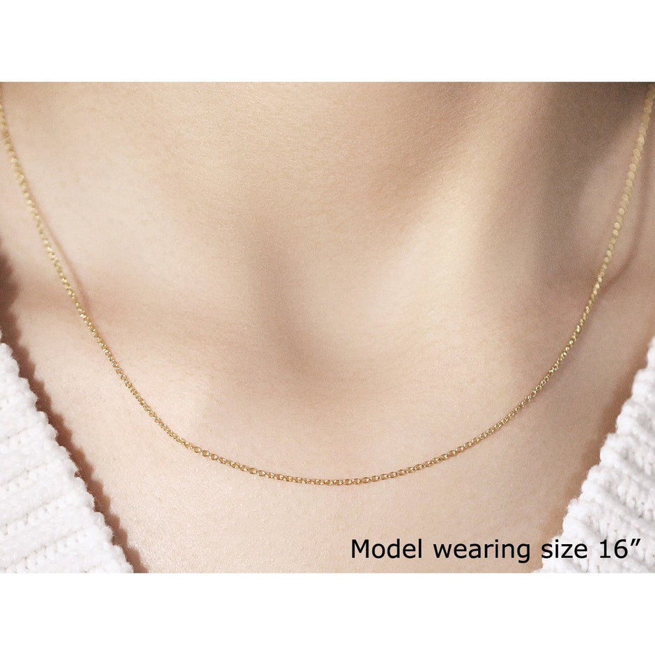 14k Yellow Gold Round Cable Link Chain 1.1mm