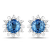 1.87 Carat Genuine Blue Sapphire and White Diamond 14K White Gold Earrings