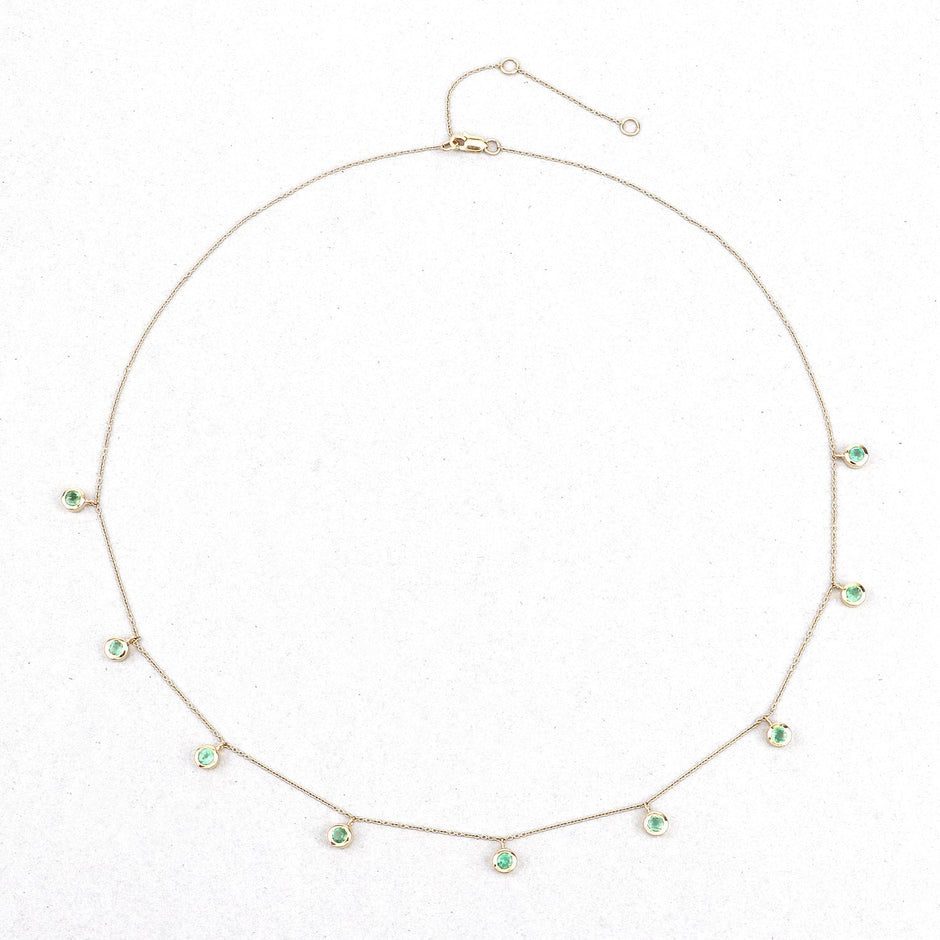 0.90 Carat Genuine Zambian Emerald 10K Yellow Gold Necklace