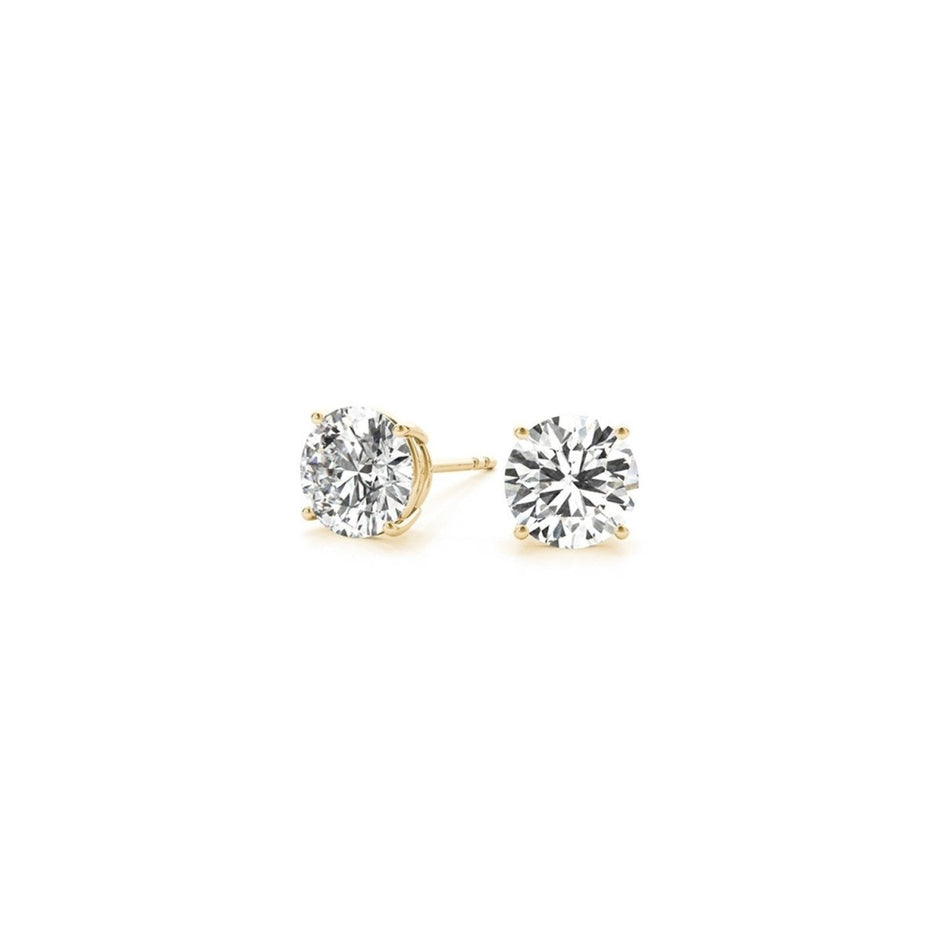 1 1/2 cttw Certified IGI Lab Grown Round Diamond Stud Earrings 14k Yellow Gold (G/VS2) - Earrings - Custom Crafting Alliance, LLC