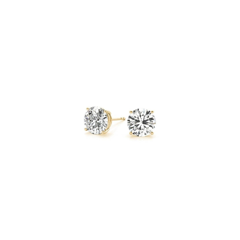 1 cttw Certified IGI Lab Grown Round Diamond Stud Earrings 14k Yellow Gold (G/VS2) - Earrings - Custom Crafting Alliance, LLC