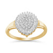 10K Yellow Gold 1/2 Cttw Round & Baguette Cut Diamond Pear Shaped Domed PavÃ© Cluster with Halo Cocktail Ring (J-K Color, I1-I2 Clarity) - Size 4-1/4