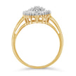 10K Yellow Gold 1/2 Cttw Round & Baguette Cut Diamond Pear Shaped Domed PavÃ© Cluster with Halo Cocktail Ring (J-K Color, I1-I2 Clarity) - Size 4-1/4