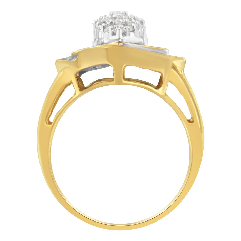 10K Yellow Gold Diamond Cluster Ring (3/4 Cttw, J-K Color, I2-I3 Clarity) - Size 6