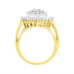 10K Yellow Gold 1.0 Cttw Round and Baguette Cut Diamond Oval Shaped Cluster Ring (I-J Color, I1-I2 Clarity) - Size 7