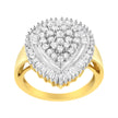 10K Yellow Gold 1.0 Cttw Round and Baguette Cut Diamond Oval Shaped Cluster Ring (I-J Color, I1-I2 Clarity) - Size 7