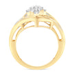 10K Yellow Gold Diamond Bypass Cluster Ring (1 Cttw, I-J Color, I2-I3 Clarity) - Size 7