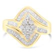 10K Yellow Gold Diamond Bypass Cluster Ring (1 Cttw, I-J Color, I2-I3 Clarity) - Size 7
