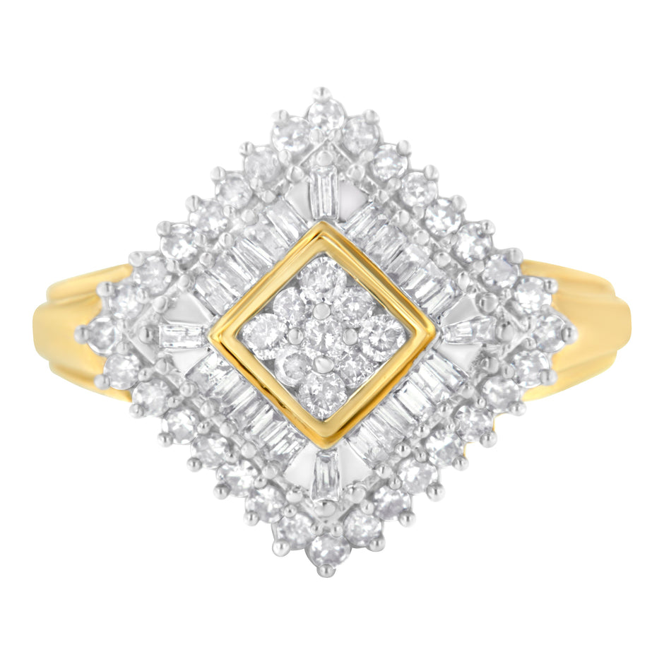 10K Yellow Gold Diamond Ballerina Ring (1 Cttw, I-J Color, I1-I2 Clarity) - Size 7