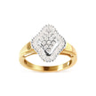 10K Yellow Gold 1/2 Cttw Round And Baguette-cut Diamond Rhombus Head and Halo Ring (I-J Color, I1-I2 Clarity) - Ring Size 7