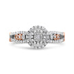 14K Rose Gold Plated .925 Sterling Silver 3/8 Cttw Round Diamond Double Frame Cross-Over Split Shank Engagement Ring (I-J Color, I2-I3 Clarity) - Size 7
