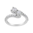 10K White Gold Two-Stone Miracle-Set Diamond Bypass Ring (1 Cttw, H-I Color, I1-I2 Clarity) - Size 6