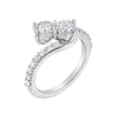 10K White Gold Two-Stone Miracle-Set Diamond Bypass Ring (1 Cttw, H-I Color, I1-I2 Clarity) - Size 6