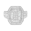 .925 Sterling Silver Round and Baguette Diamond Cathedral Ring (0.75 Cttw, H-I Color, I2-I3 Clarity) - Size 7