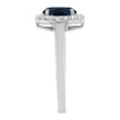 10K White Gold 1/5 Cttw Round Diamond and Prong Set 7MM Created Blue Sapphire Halo Cocktail Ring (H-I Color, I1-I2 Clarity) - Size 7