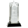 10 Optic Crystal Star Column On Black Pedestal Base - Award - Custom Crafting Alliance, LLC
