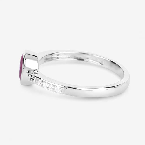 1.00 Carat Genuine Ruby and White Diamond 14K White Gold Ring - Rings - Custom Crafting Alliance, LLC