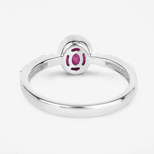 1.00 Carat Genuine Ruby and White Diamond 14K White Gold Ring - Rings - Custom Crafting Alliance, LLC