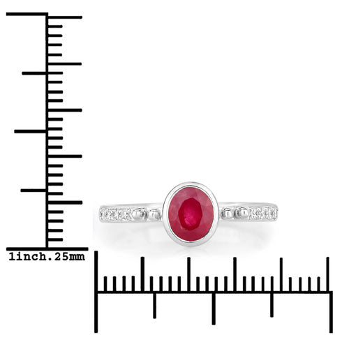 1.00 Carat Genuine Ruby and White Diamond 14K White Gold Ring - Rings - Custom Crafting Alliance, LLC