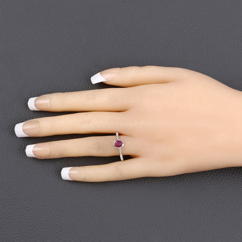 1.00 Carat Genuine Ruby and White Diamond 14K White Gold Ring - Rings - Custom Crafting Alliance, LLC