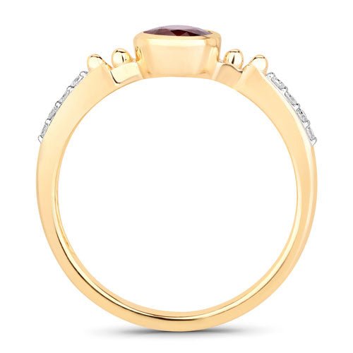 1.00 Carat Genuine Ruby and White Diamond 14K Yellow Gold Ring - Rings - Custom Crafting Alliance, LLC