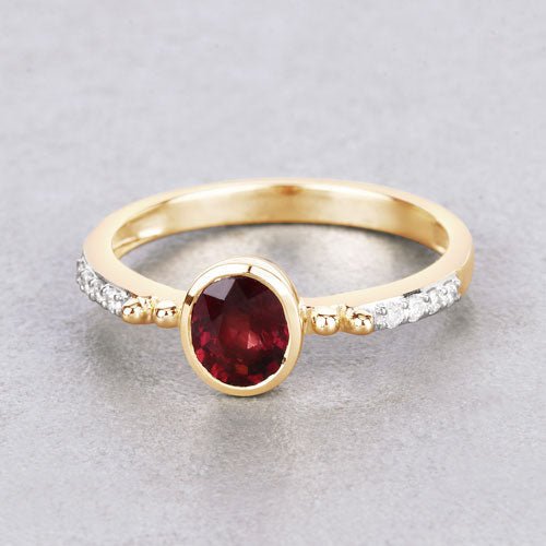 1.00 Carat Genuine Ruby and White Diamond 14K Yellow Gold Ring - Rings - Custom Crafting Alliance, LLC