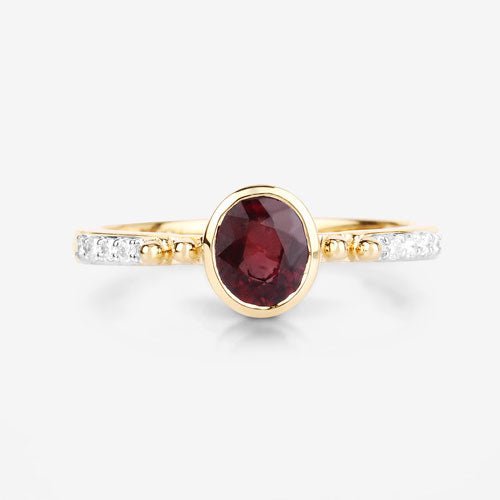 1.00 Carat Genuine Ruby and White Diamond 14K Yellow Gold Ring - Rings - Custom Crafting Alliance, LLC